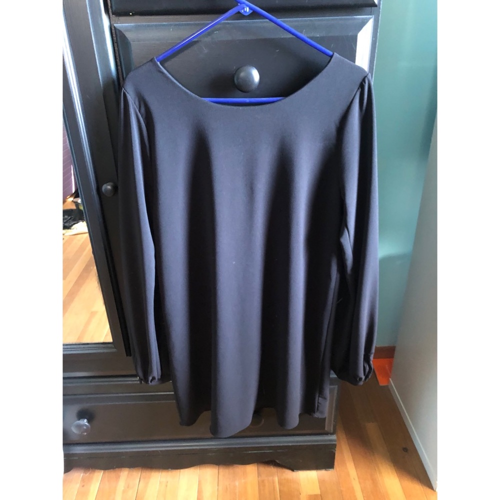Long sleeve black shift dress